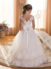 Ball Gown Chiffon Tulle Jewel Neck Wedding Birthday Pageant Flower Girl Dresses With Sleeves